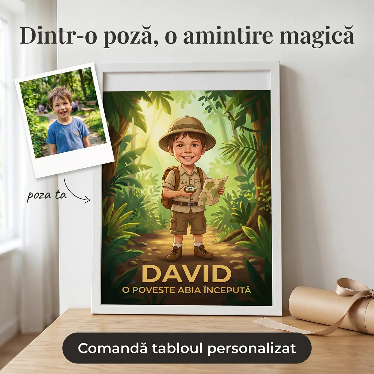 Copii - Tablou personalizat Micul Explorator - cadou copii Alpacka Gift