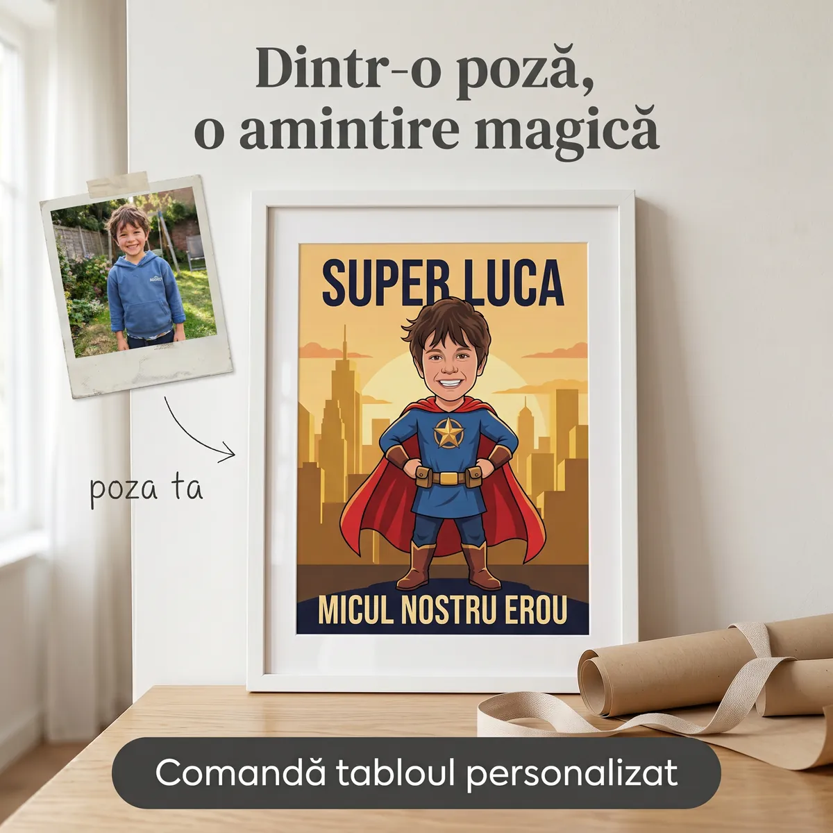 Copii - Tablou personalizat Micul Erou - cadou copii Alpacka Gift