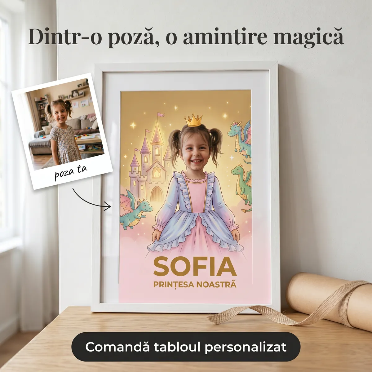 Copii - Tablou personalizat Prințesă - cadou copii Alpacka Gift