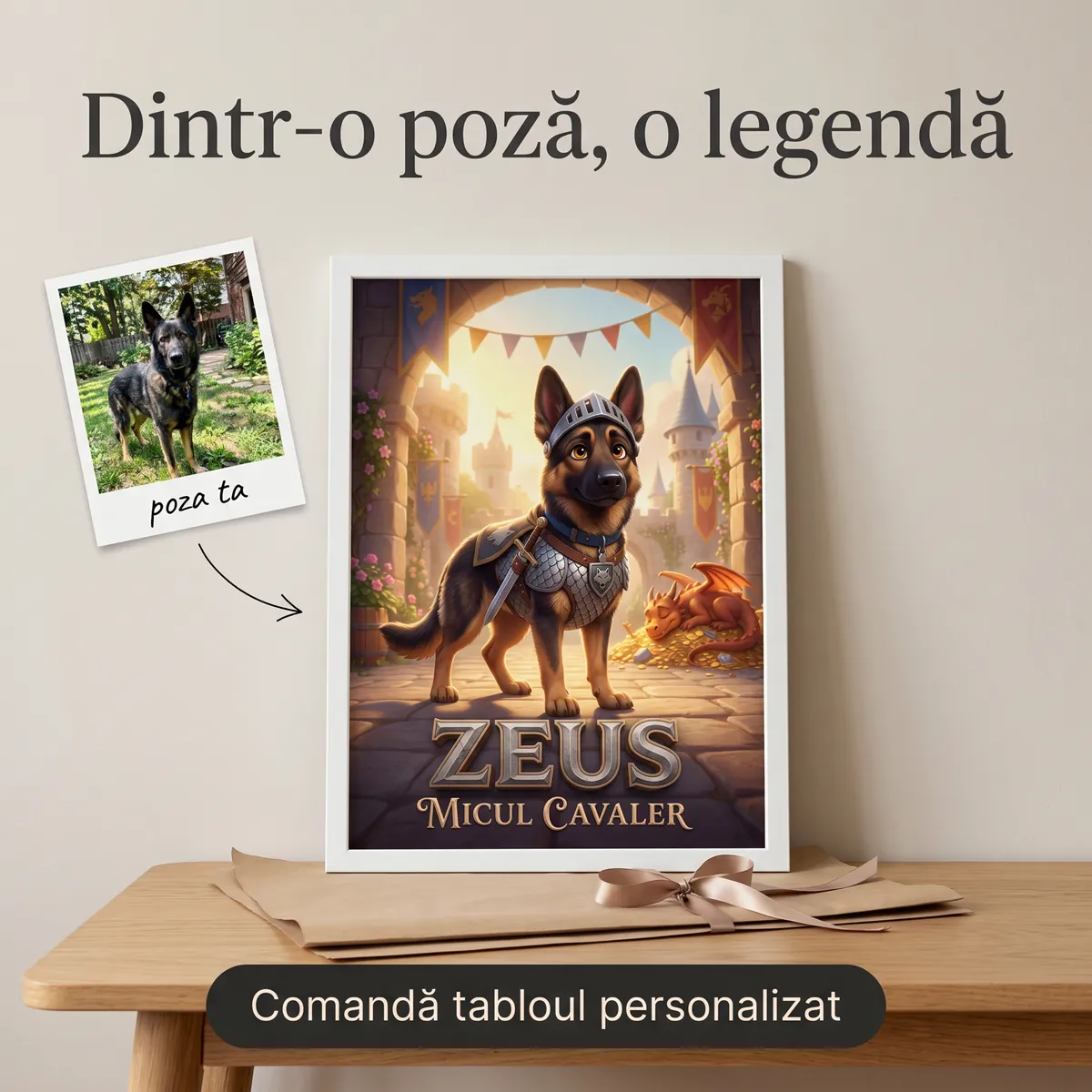 Pets - Tablou Personalizat Caine Cavaler - cadou pet personalizat
