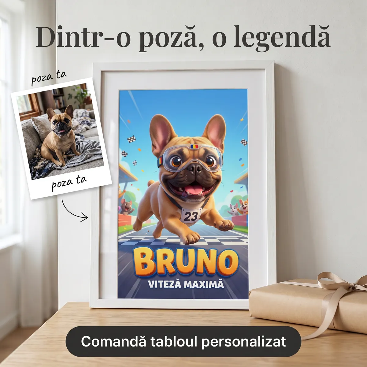 Pets - Tablou Personalizat Caine Pilot - cadou pet personalizat