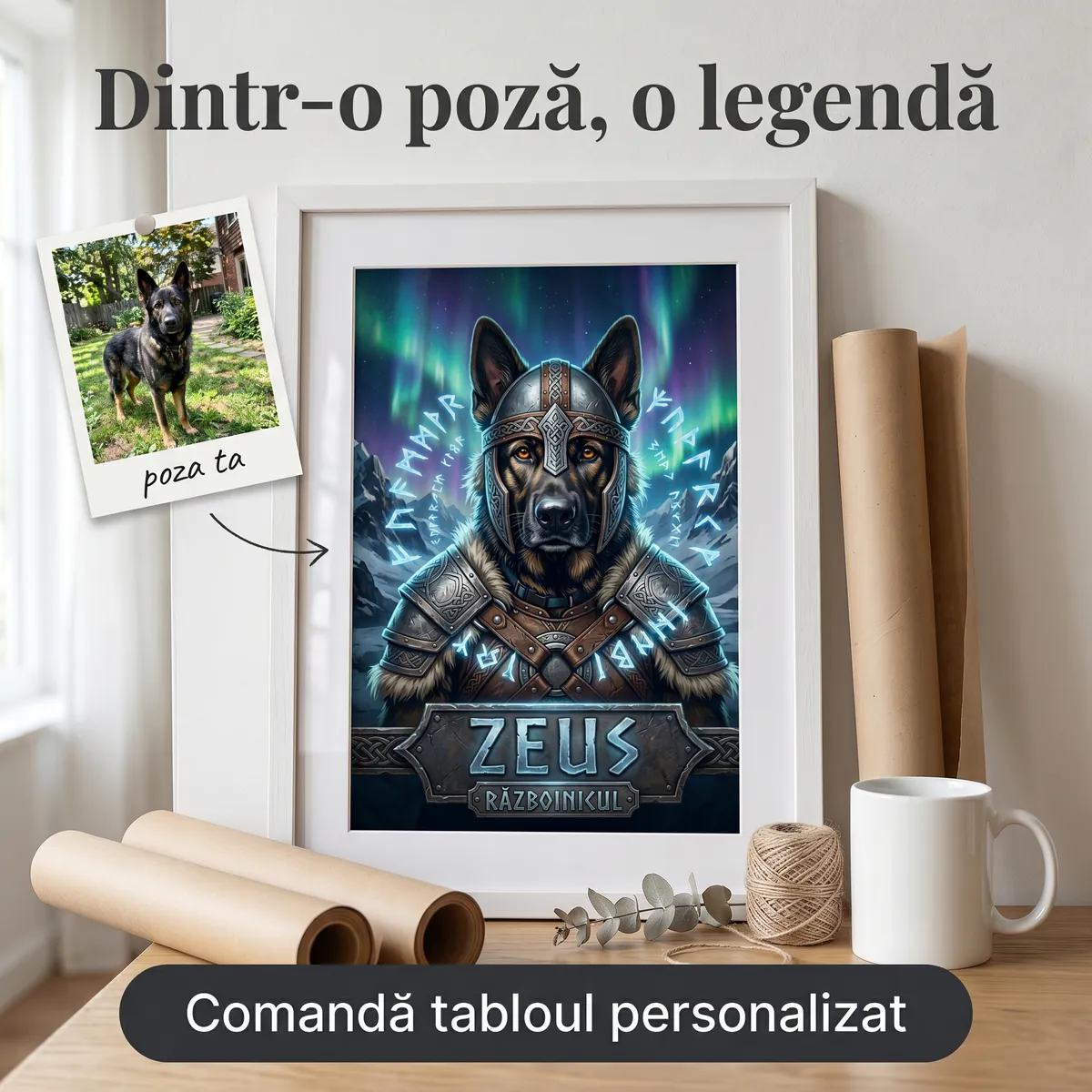 Pets - Tablou Personalizat Caine Razboinic Viking - cadou pet personalizat