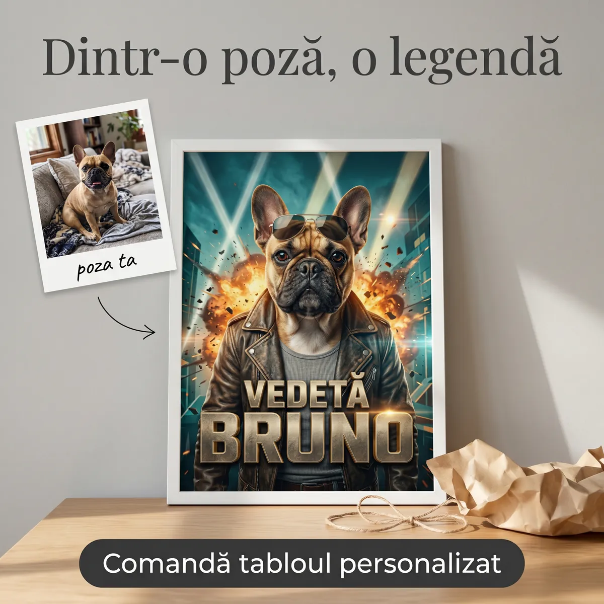 Pets - Tablou Personalizat Caine Star de Film - cadou pet personalizat