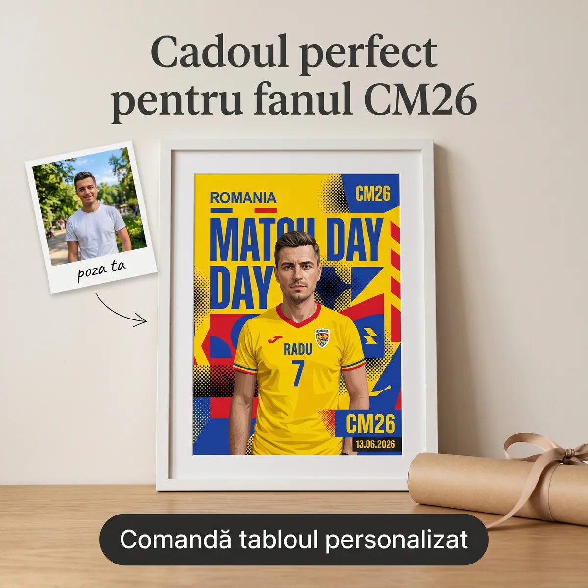 Fotbal - Tablou personalizat Campionatul Mondial 2026 Editia Aur - cadou fotbal