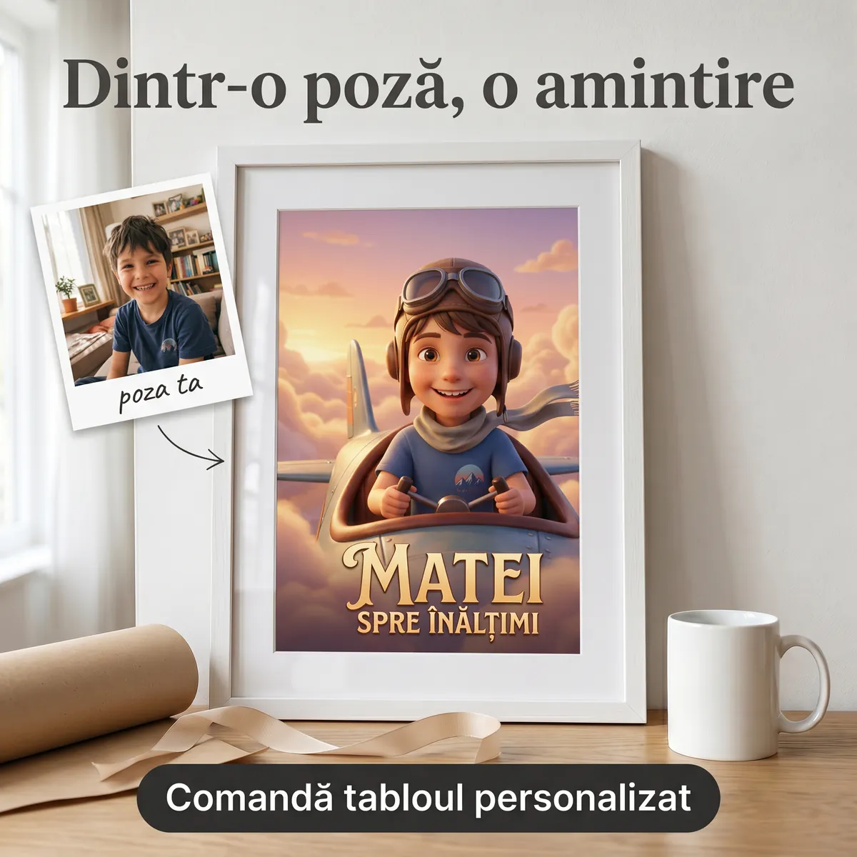 Copii - Tablou personalizat Micul Aviator - cadou copii Alpacka Gift