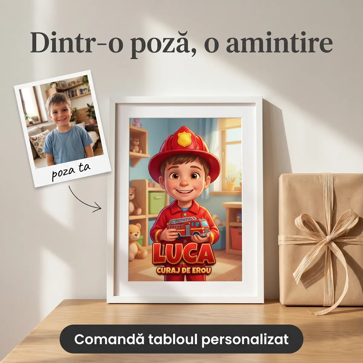 Copii - Tablou personalizat Micul Pompier - cadou copii Alpacka Gift