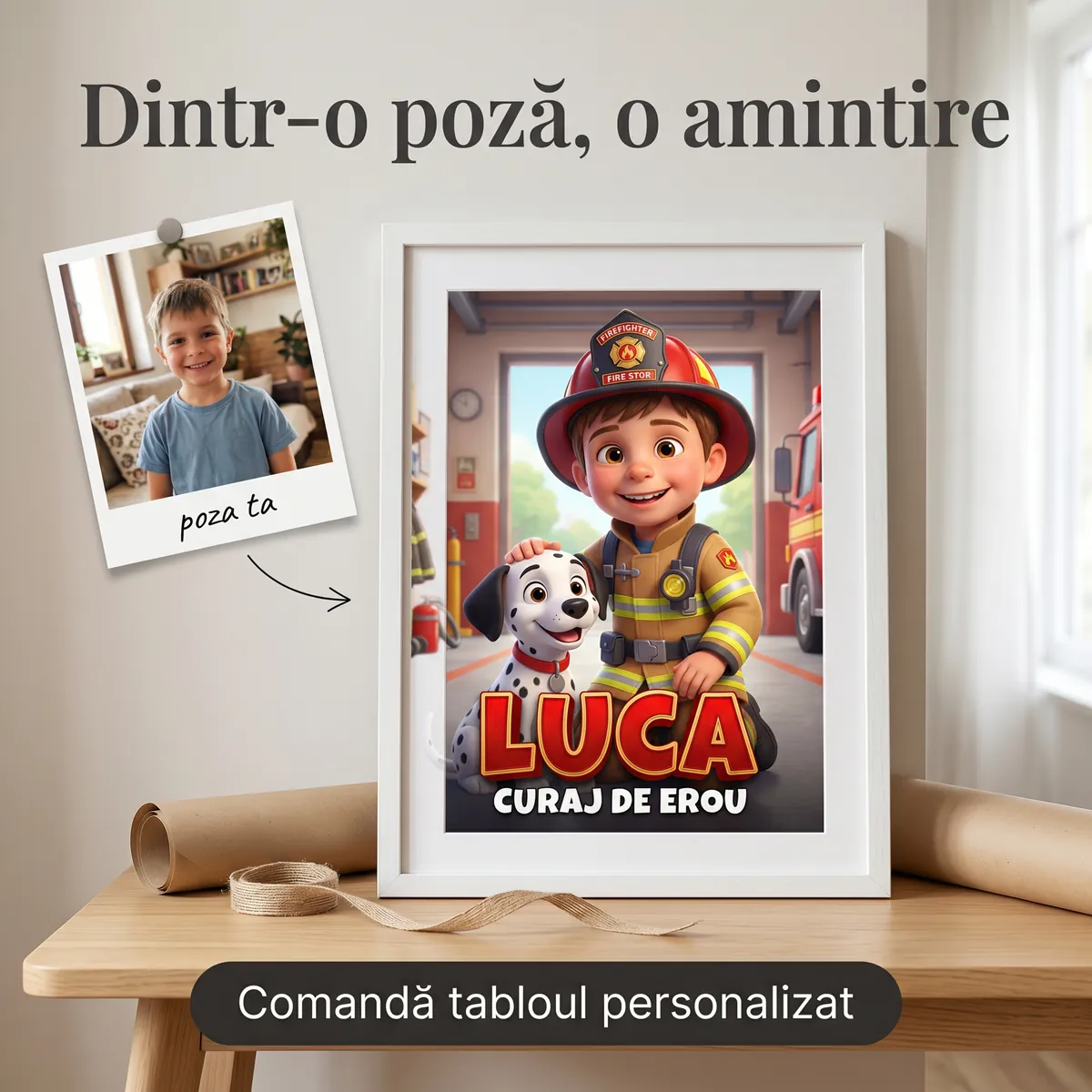 Copii - Tablou personalizat Micul Pompier - cadou copii Alpacka Gift