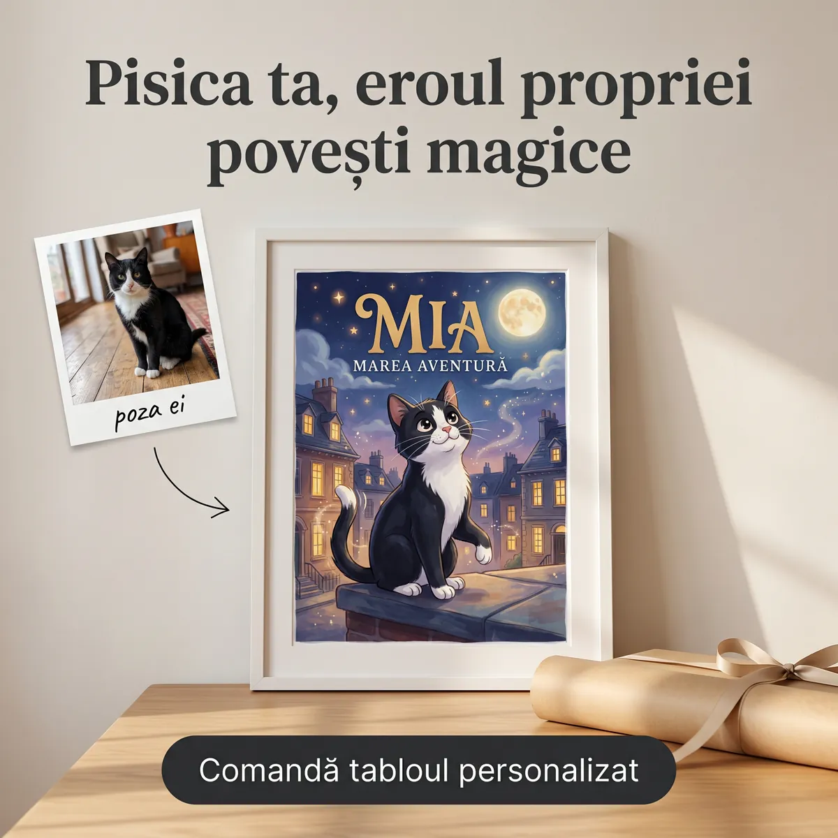 Pets - Tablou Personalizat Pisica Cartoon - cadou pet personalizat
