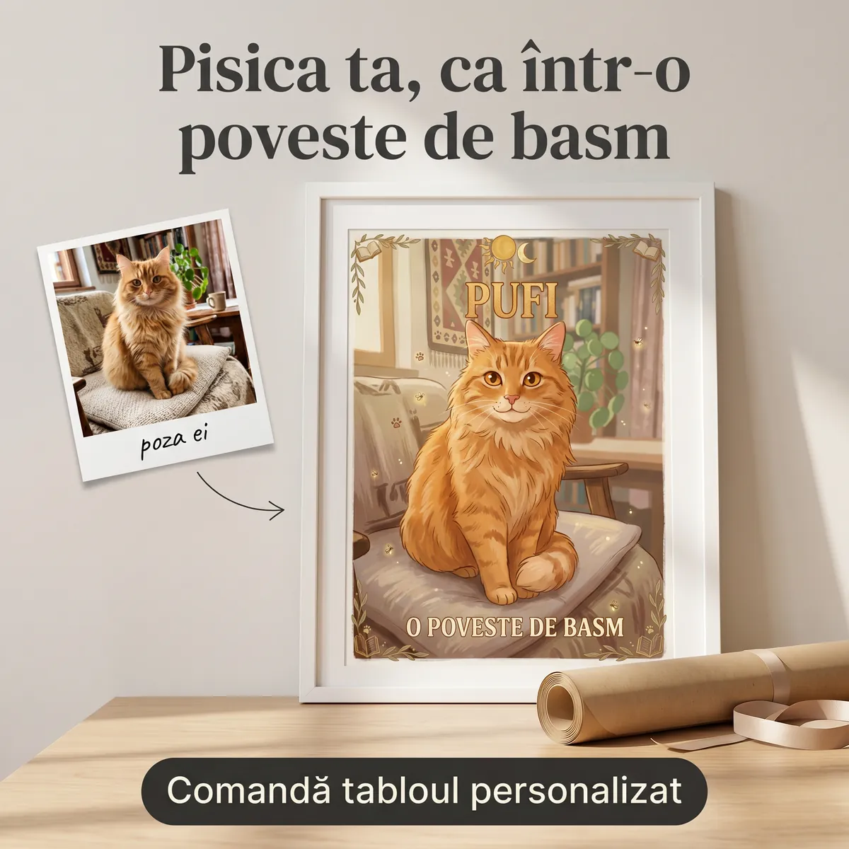 Pets - Tablou Personalizat Pisica din Poveste - cadou pet personalizat