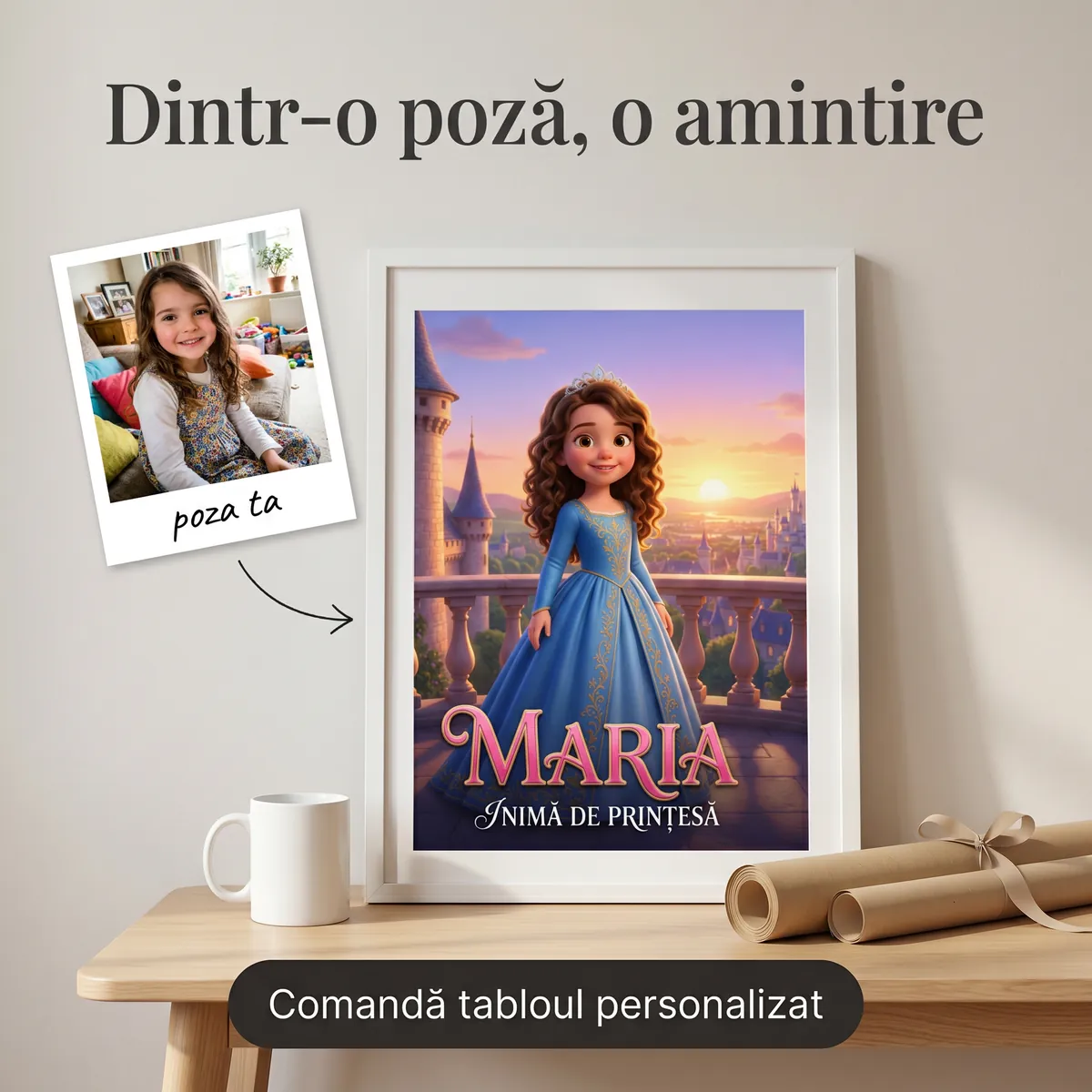 Copii - Tablou personalizat Prințesă - cadou copii Alpacka Gift