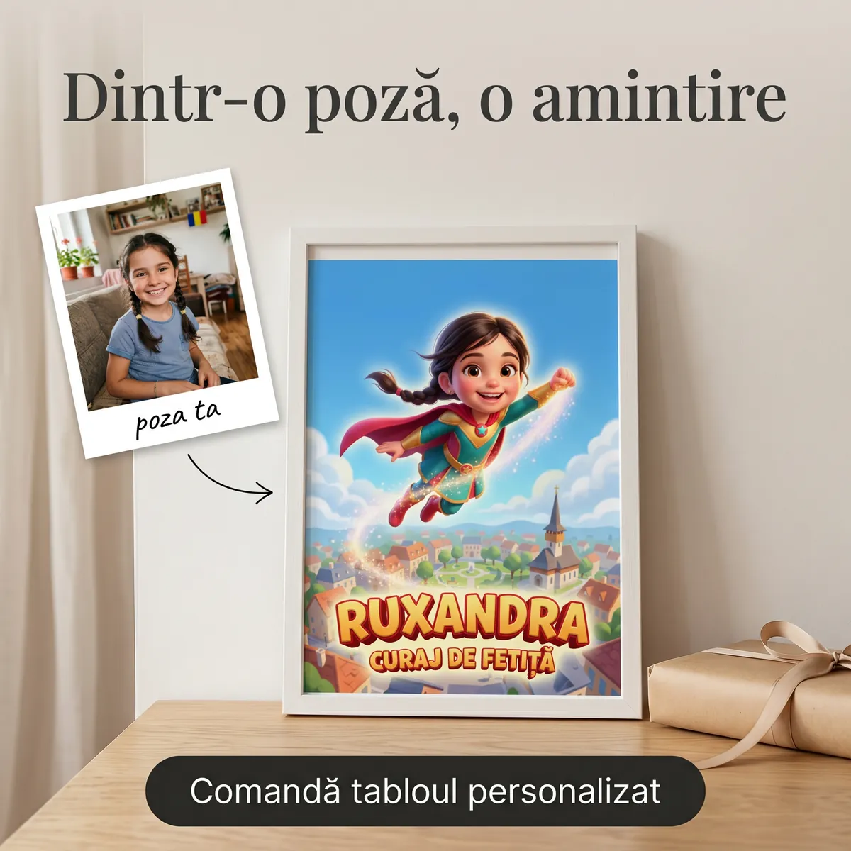 Copii - Tablou personalizat Super-Eroină - cadou copii Alpacka Gift