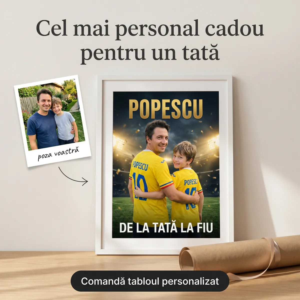 Fotbal - Tablou personalizat Tata si Fiu - cadou fotbal