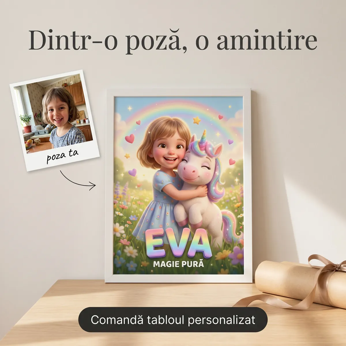Copii - Tablou personalizat Unicorni - cadou copii Alpacka Gift