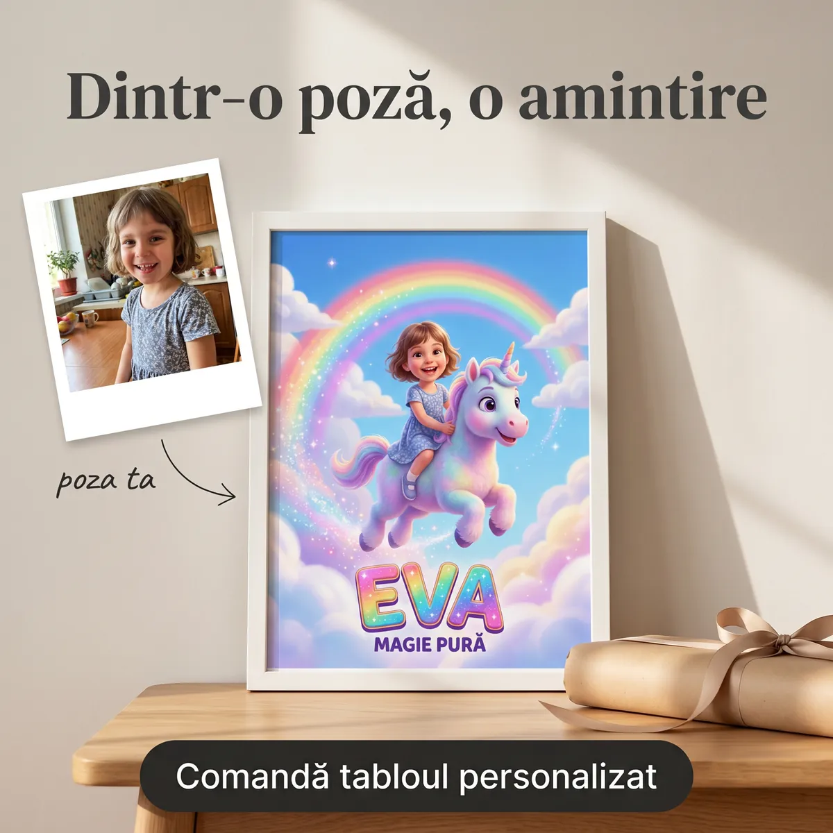 Copii - Tablou personalizat Unicorni - cadou copii Alpacka Gift
