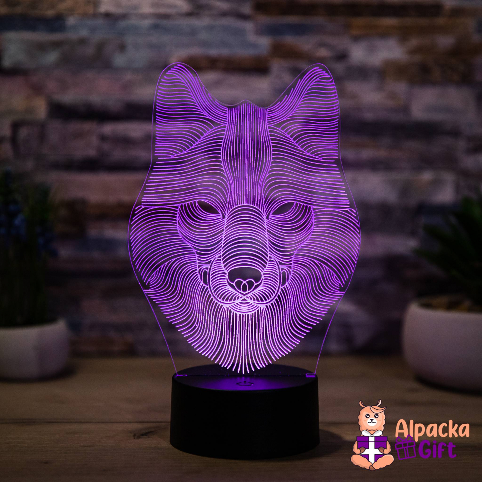 Lampă 3D - Lup Negru
