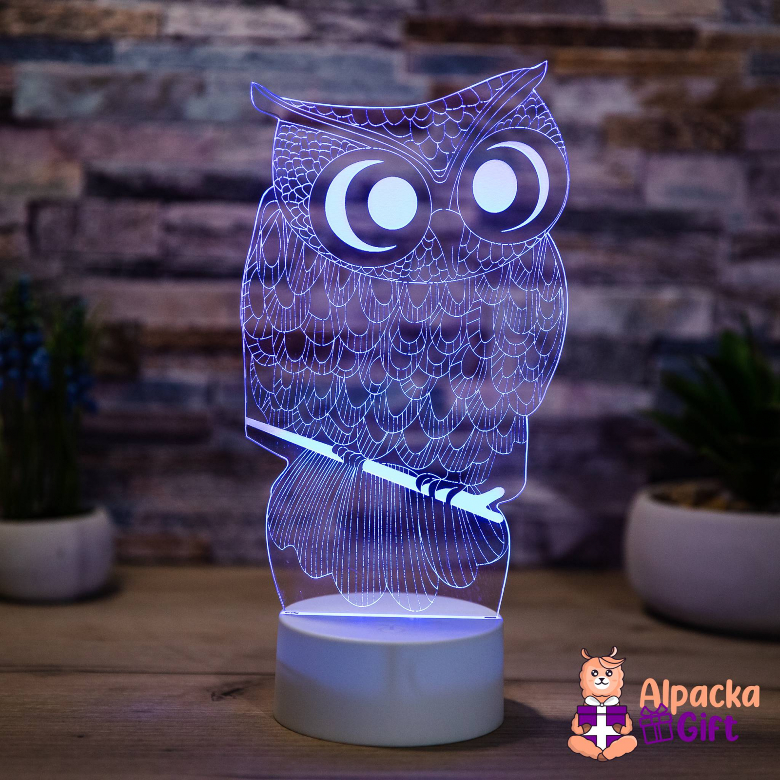 Lampa 3D Bufnita Alb cu Difuzor Bluetooth