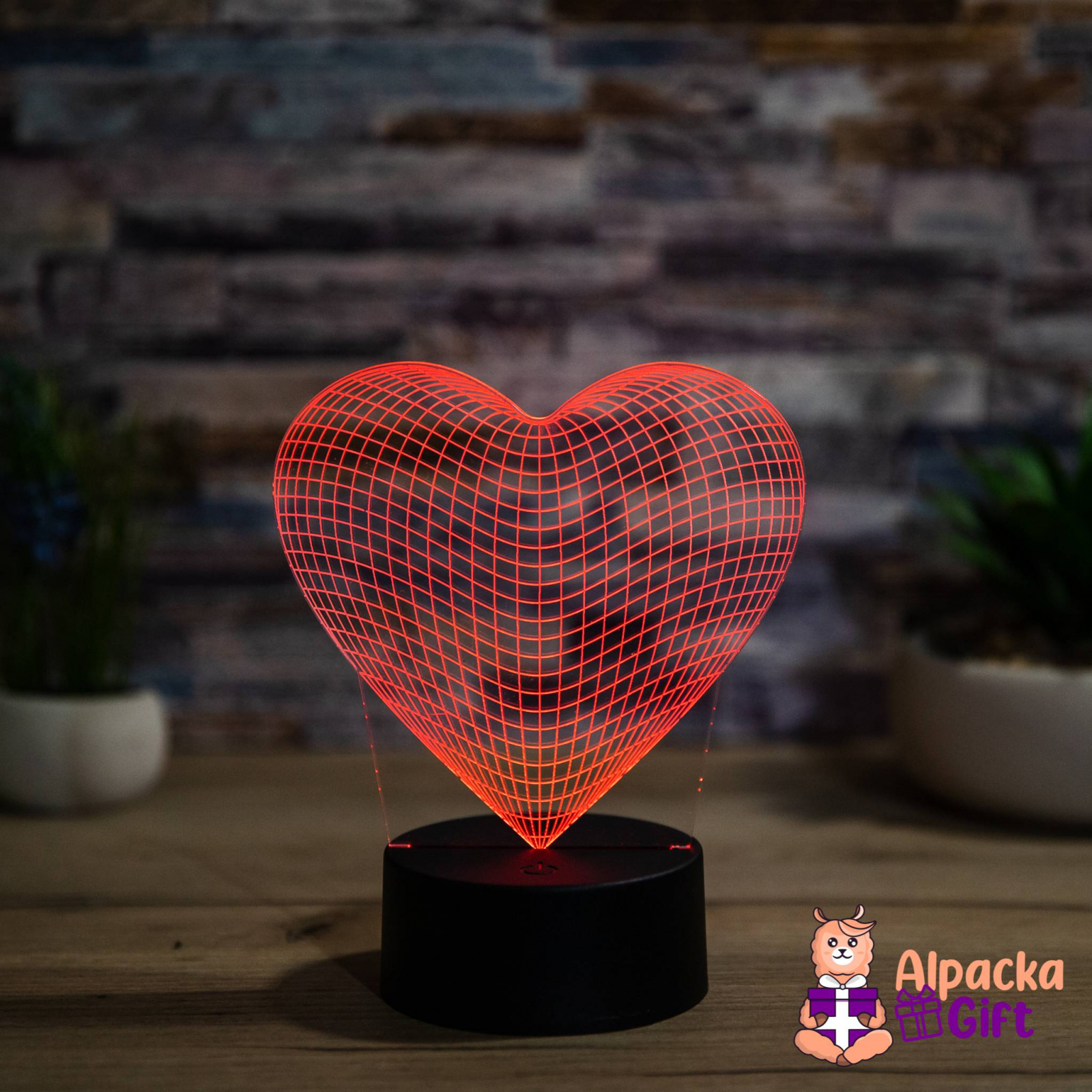 Lampă 3D - Inimă Negru