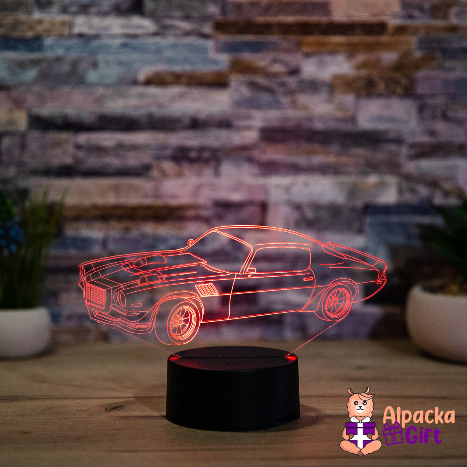 Lampă 3D - Masină Retro Negru