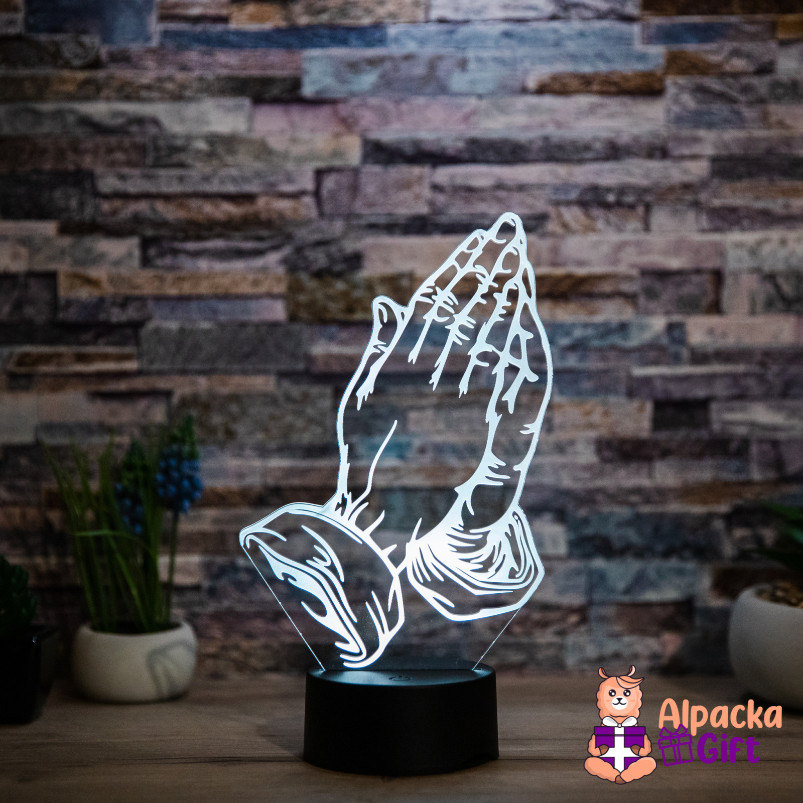 Lampă 3D - Mâini 1 Negru