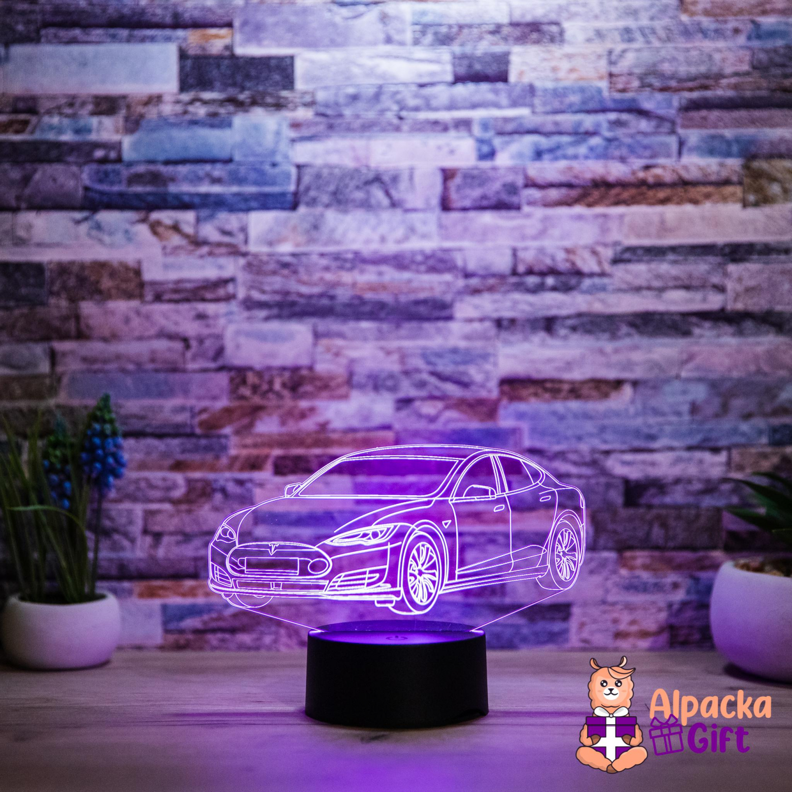 Lampă 3D - Tesla Model S Negru