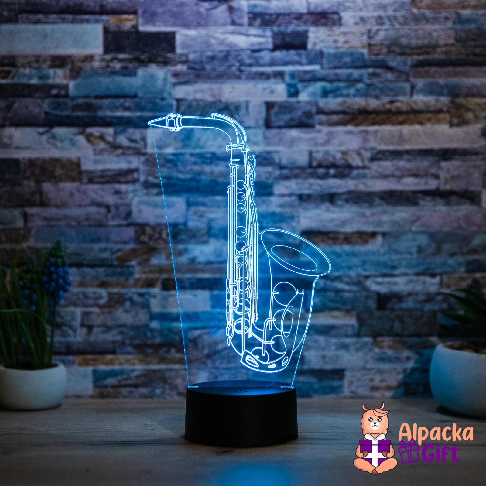 Lampă 3D - Saxofon Negru