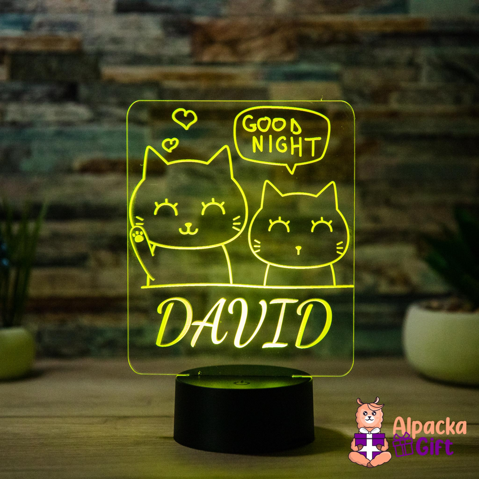 Lampă 3D 2 Pisicuțe Negru