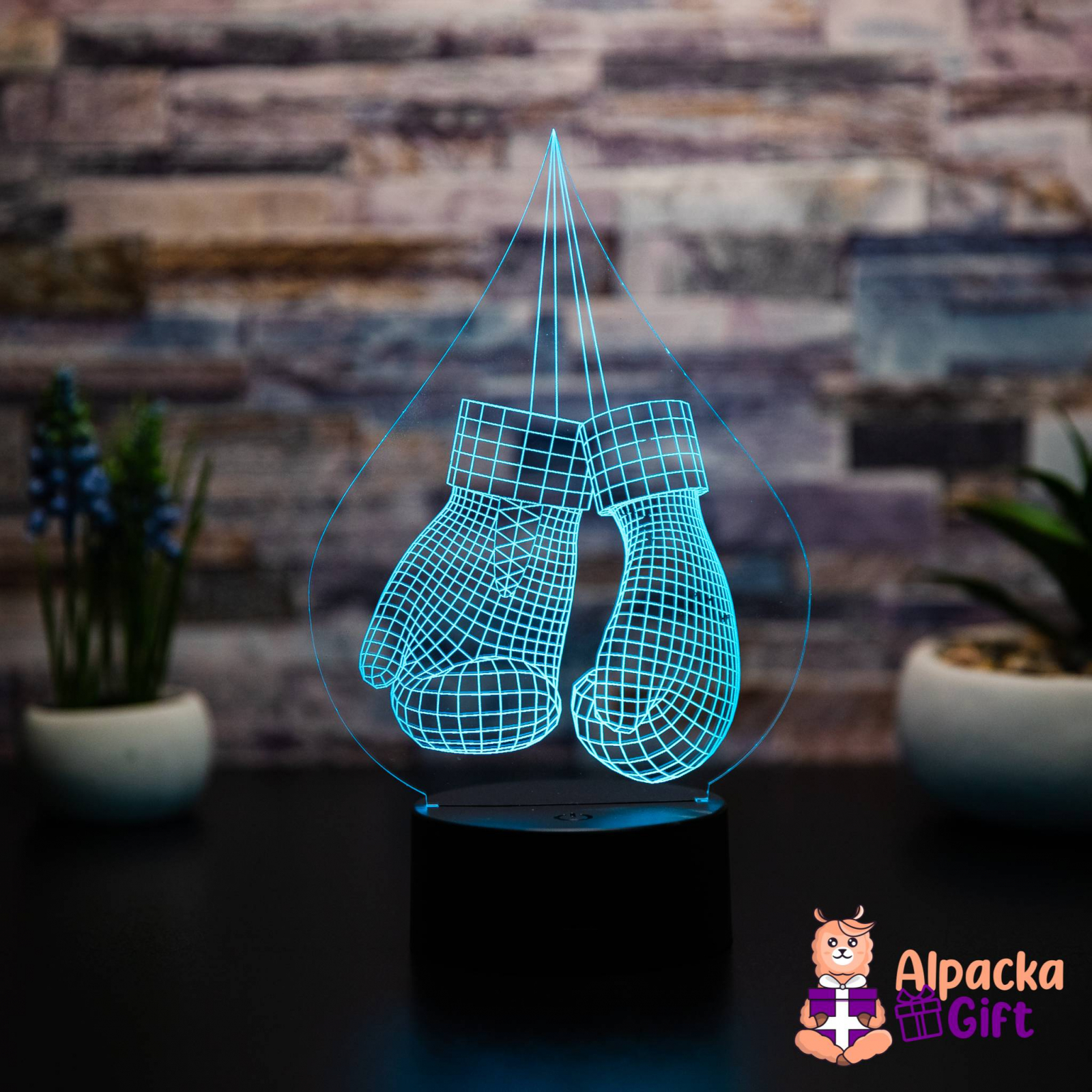 Lampă 3D Mănuși de Box Negru