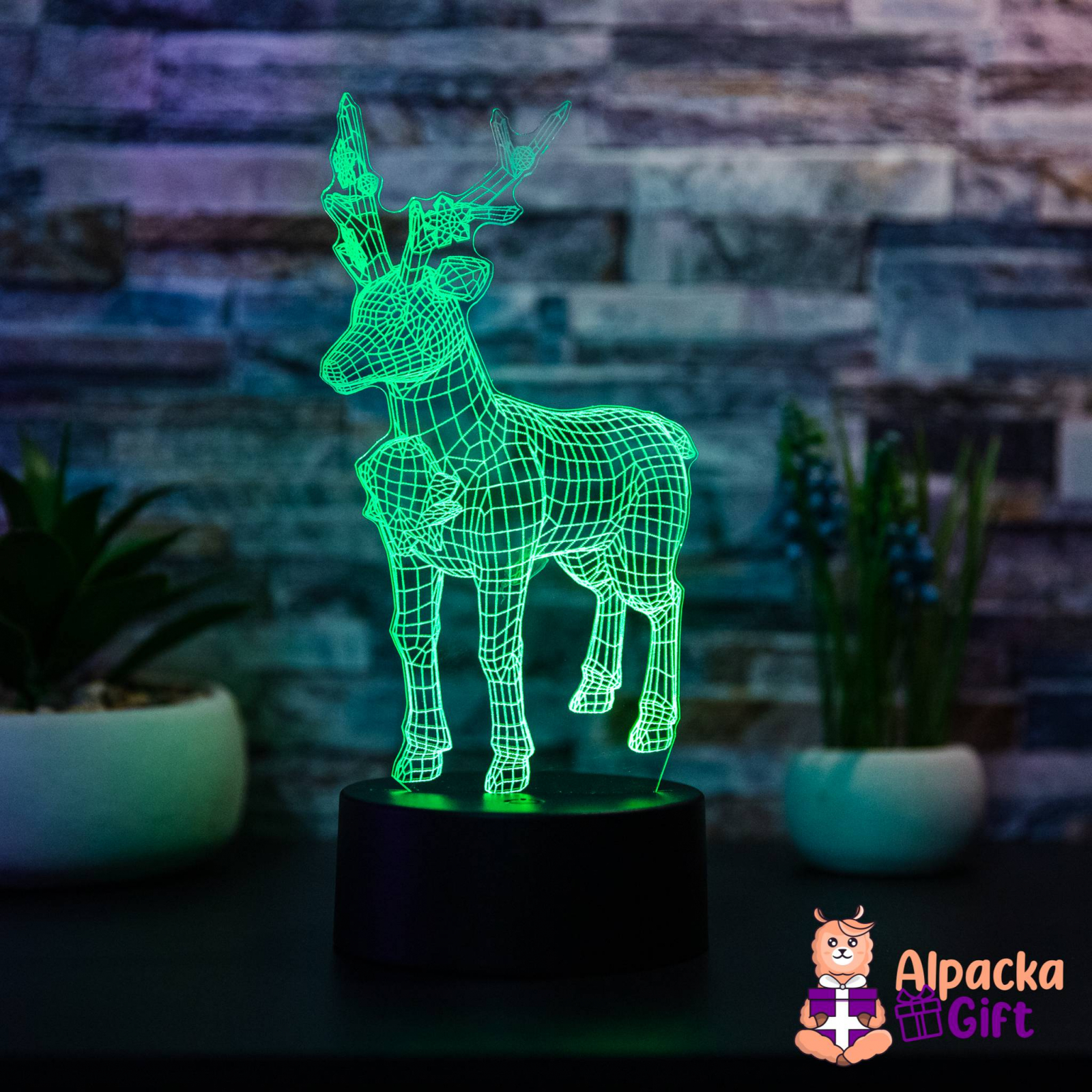 Lampă 3D - Ren Negru