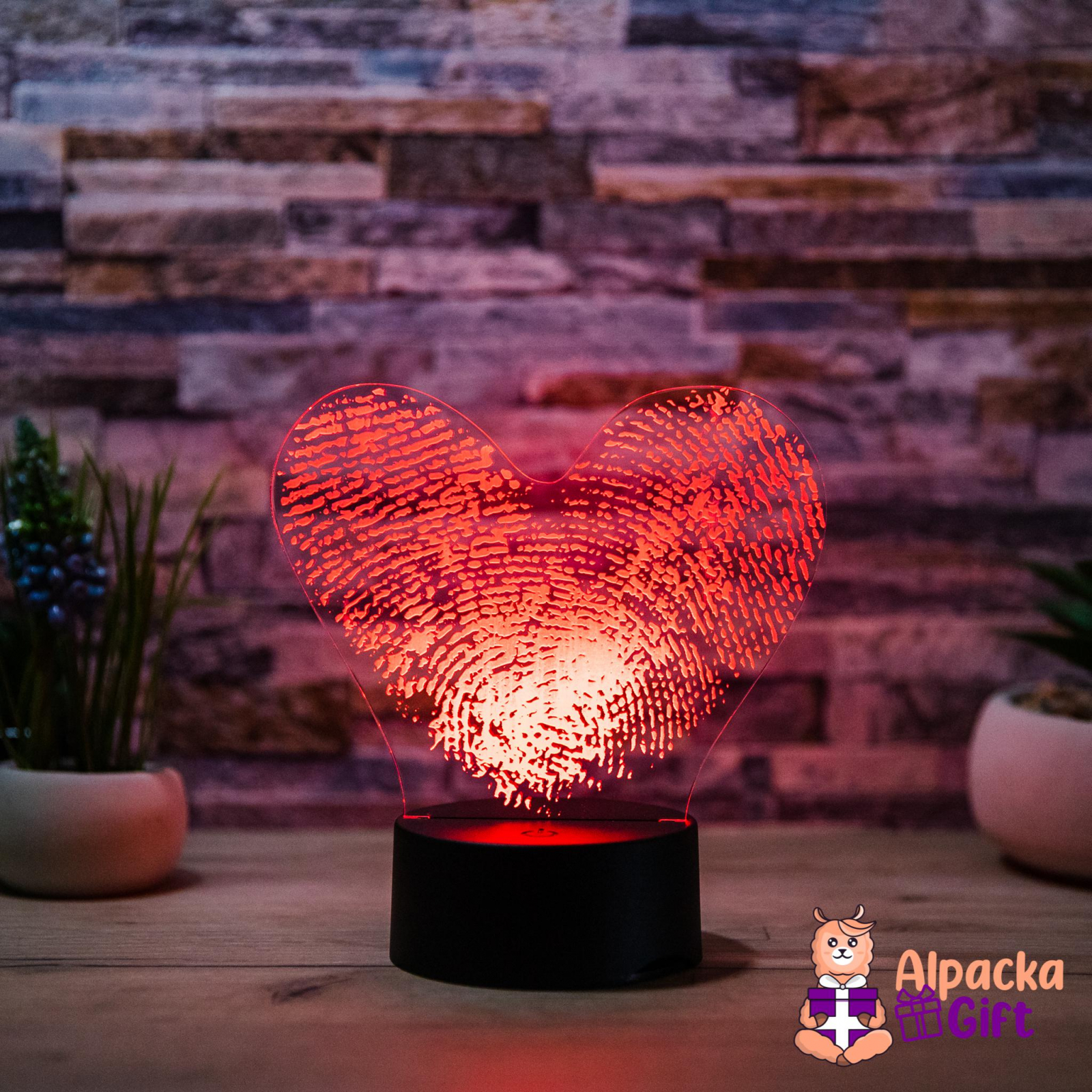 Lampă 3D - Amprente Negru