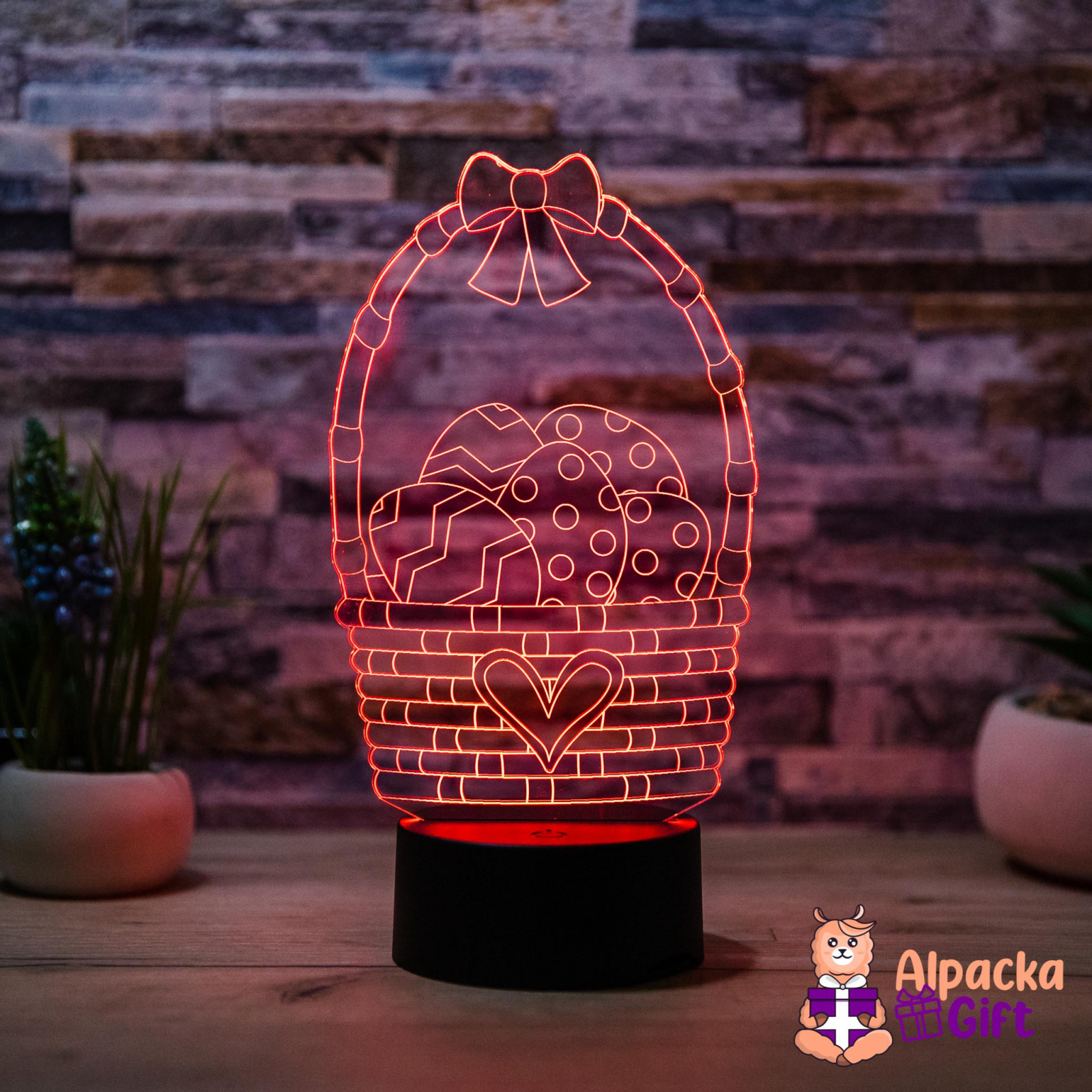 Lampă 3D - Coș de Paște Negru