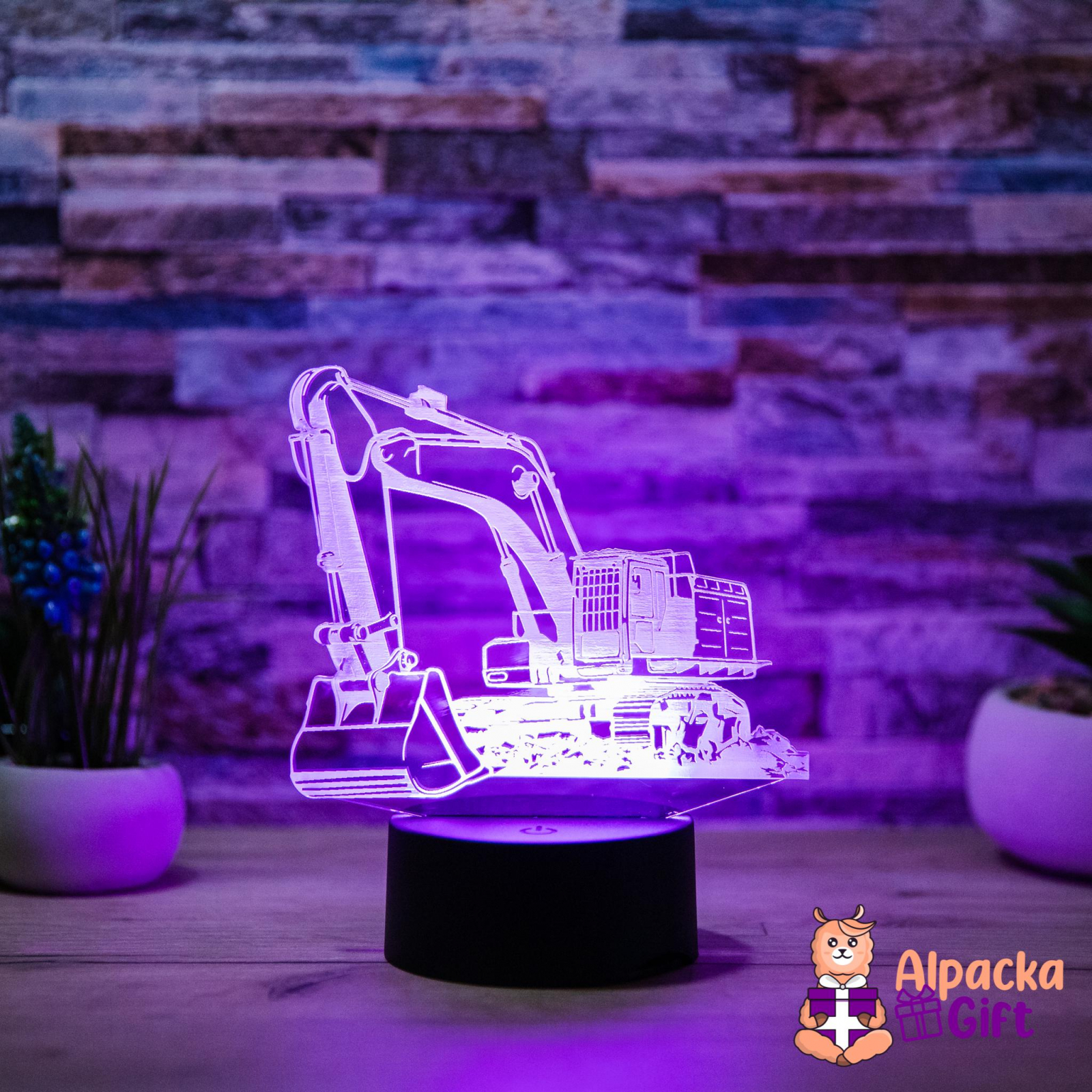 Lampă 3D - Excavator Negru