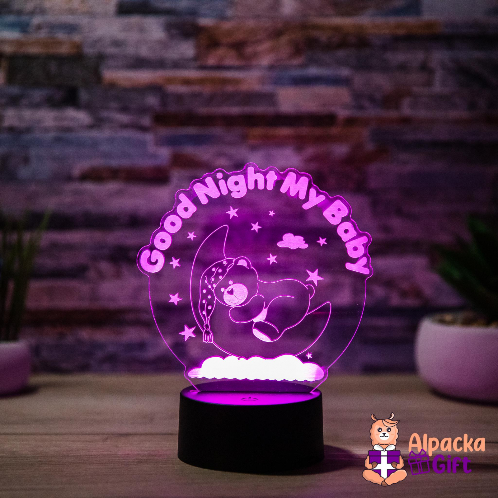 Lampă 3D - Good Night My Baby Negru