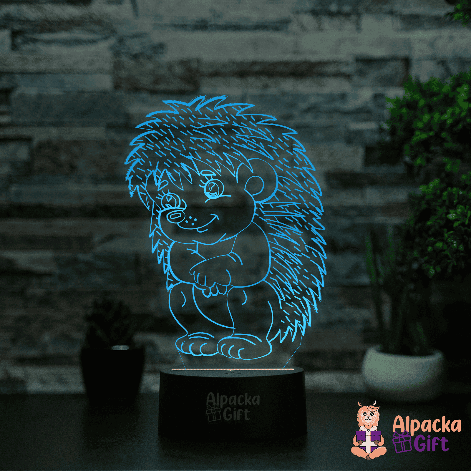 Lampă 3D - Arici Negru