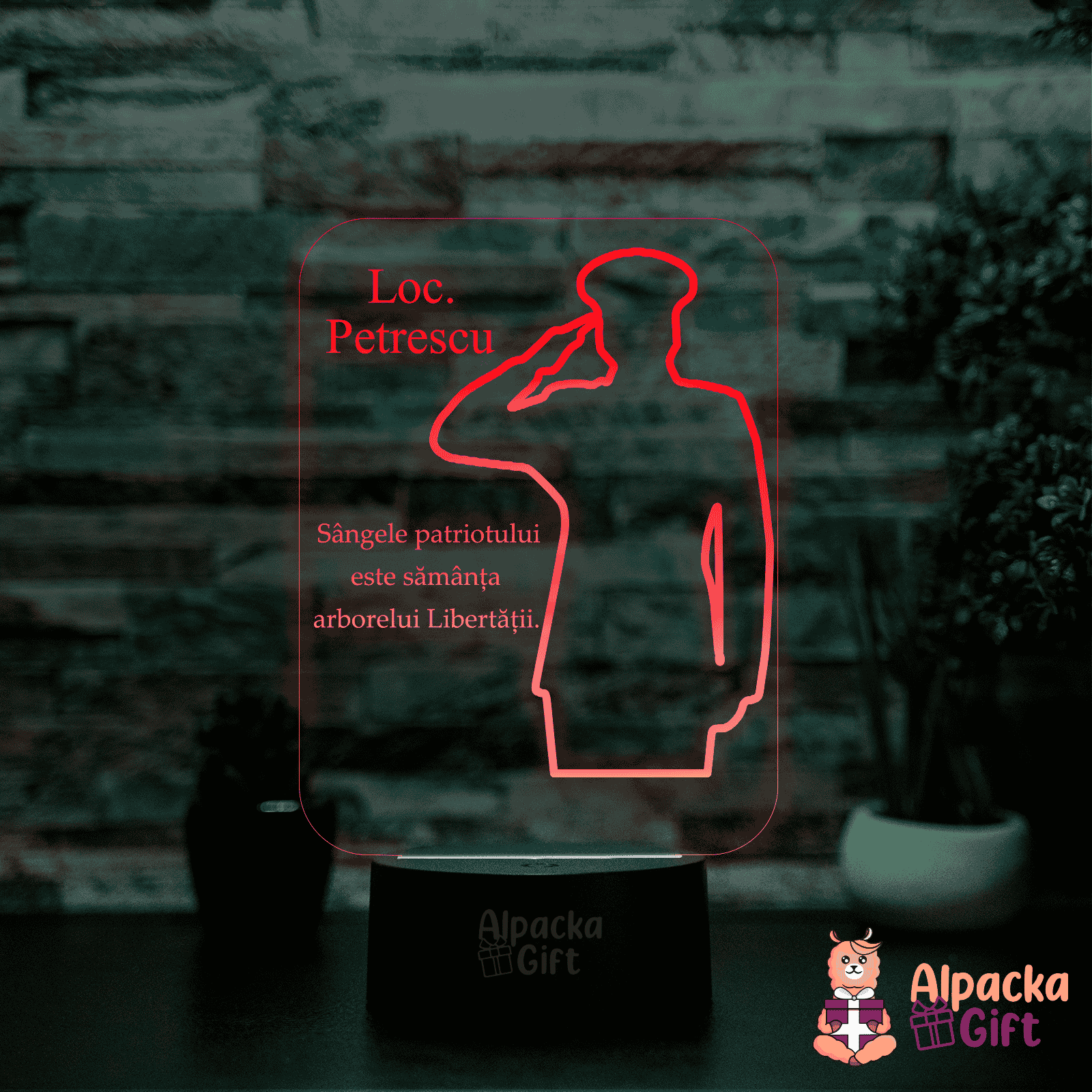 Lampă 3D - Militar Negru