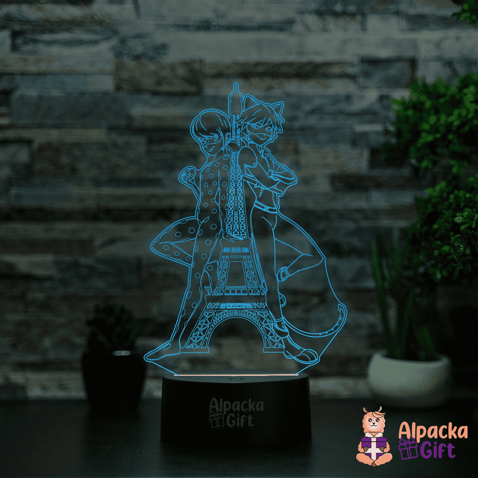 Lampă 3D - Buburuza și Motanul Noir Negru
