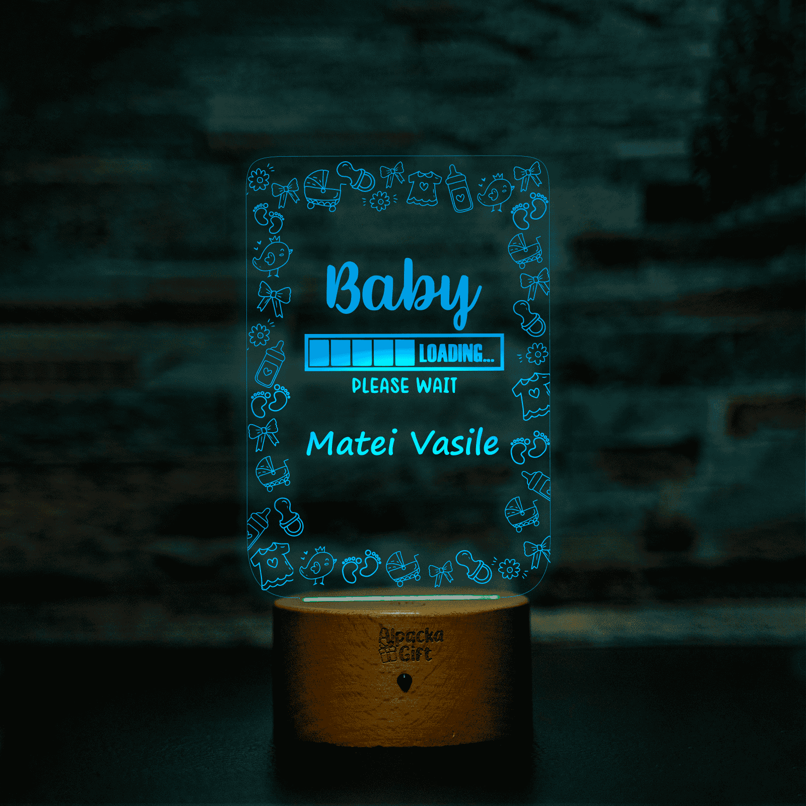 Lampă 3D - Baby Loading 2 Lemn