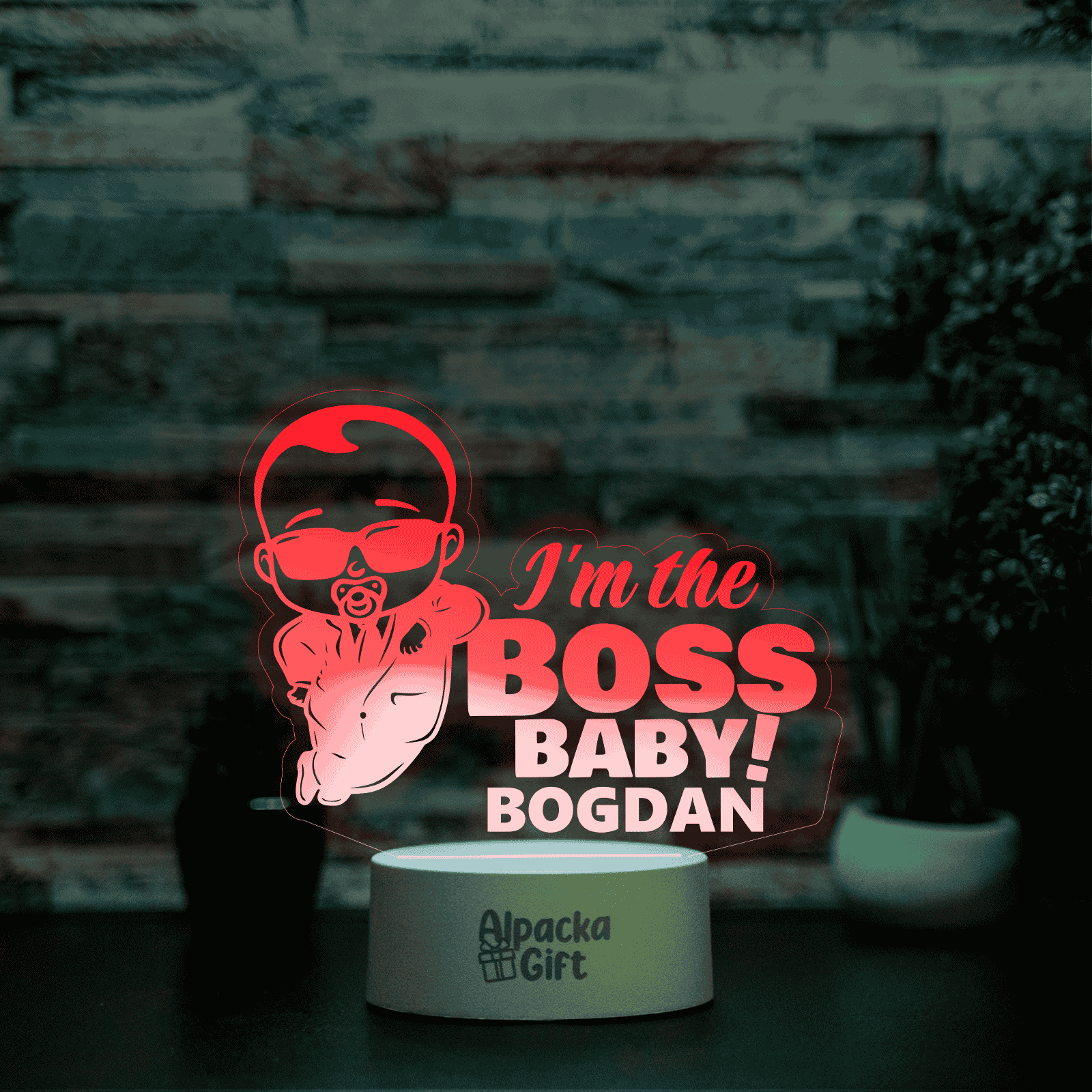Lampă 3D - Boss Baby Alb cu Difuzor Bluetooth