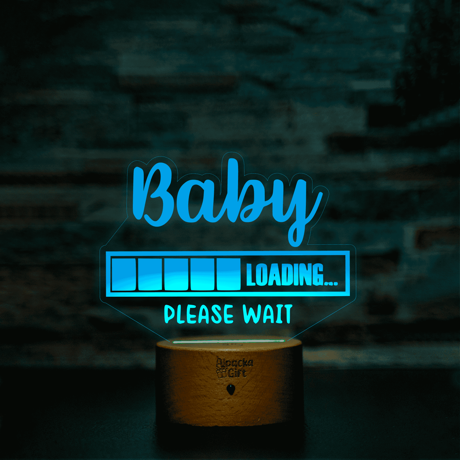 Lampă 3D - Baby Loading Lemn