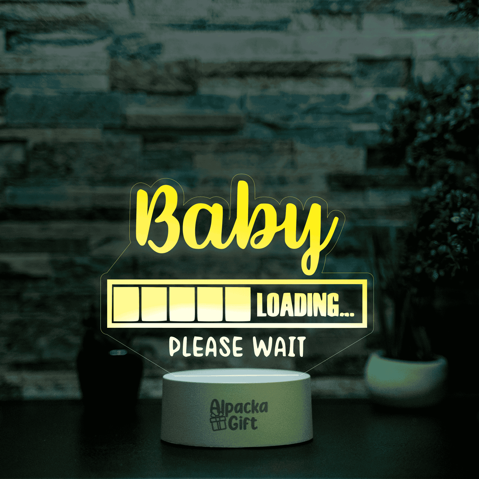 Lampă 3D - Baby Loading Alb cu Difuzor Bluetooth