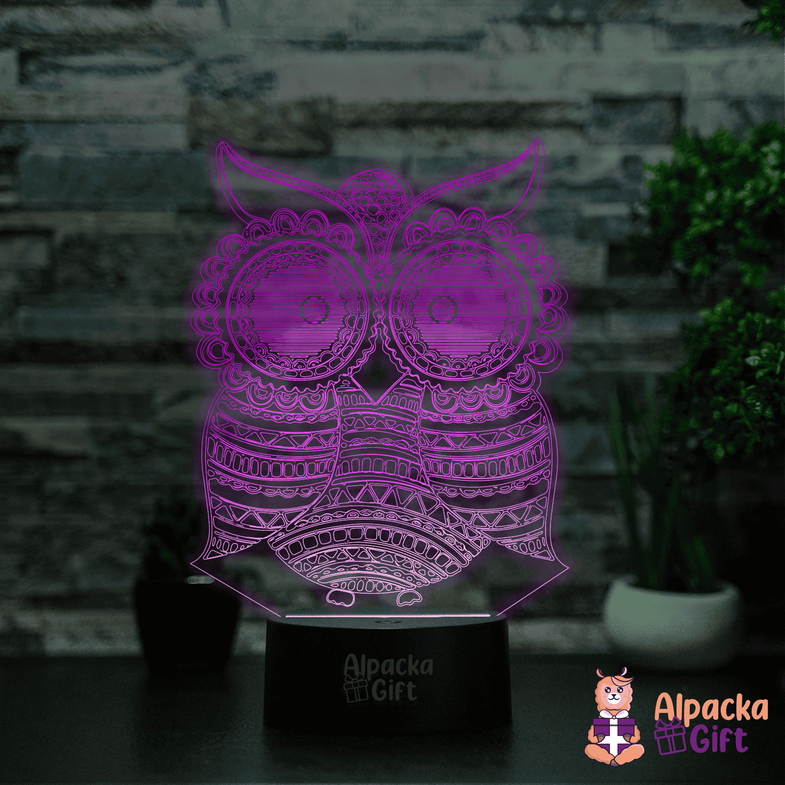 Lampă 3D - Bufniță Negru