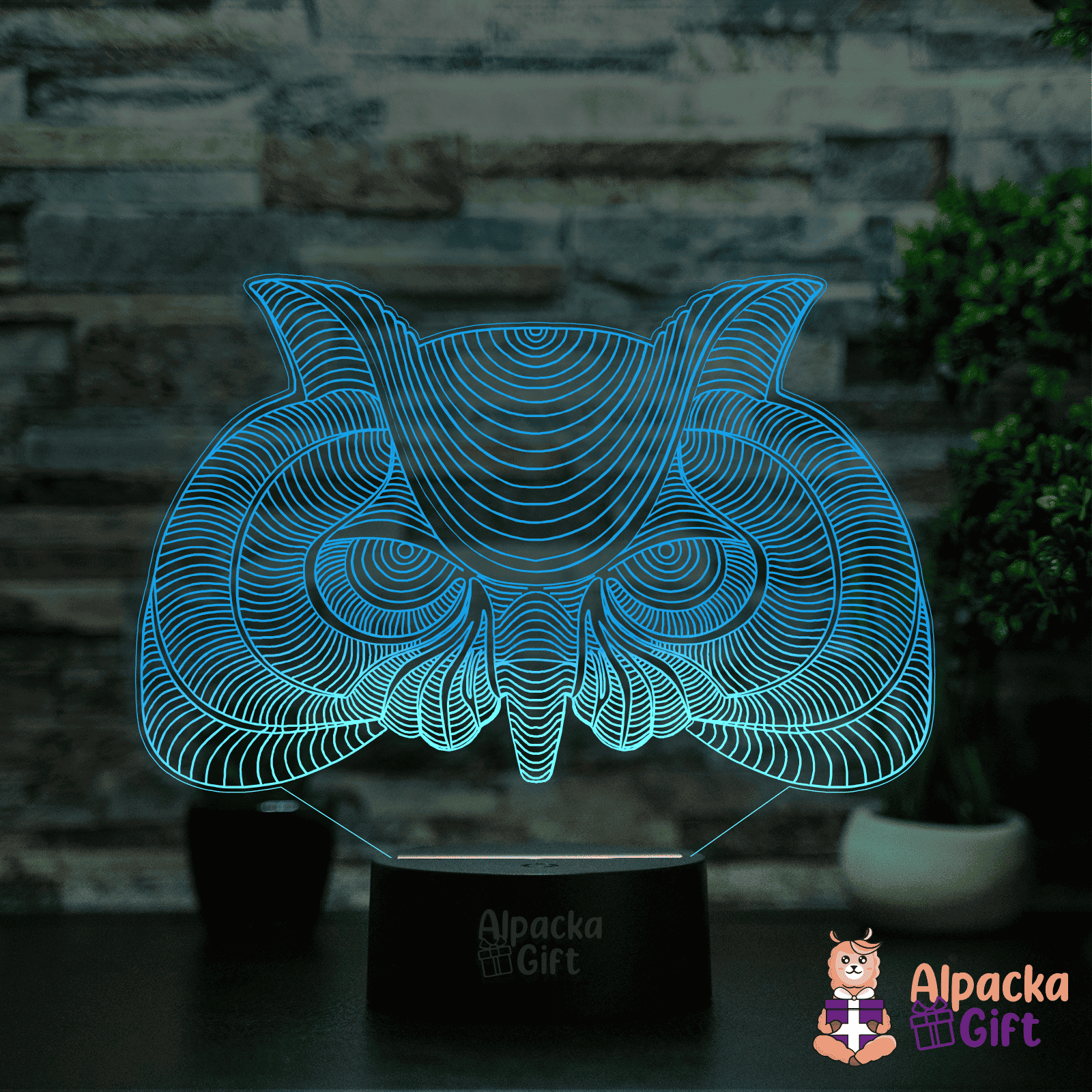 Lampă 3D - Bufniță 2 Negru