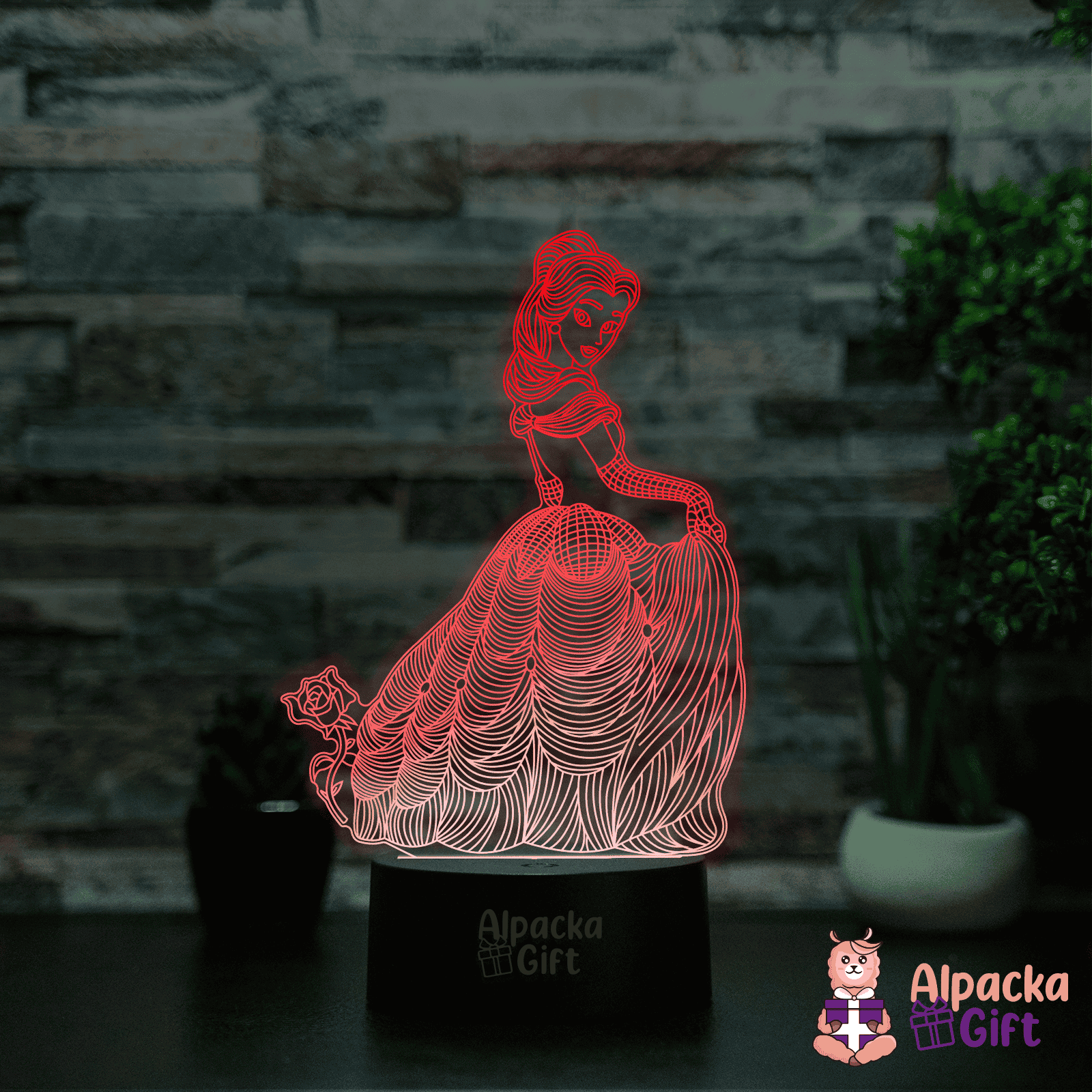 Lampă 3D - Prințesă Negru