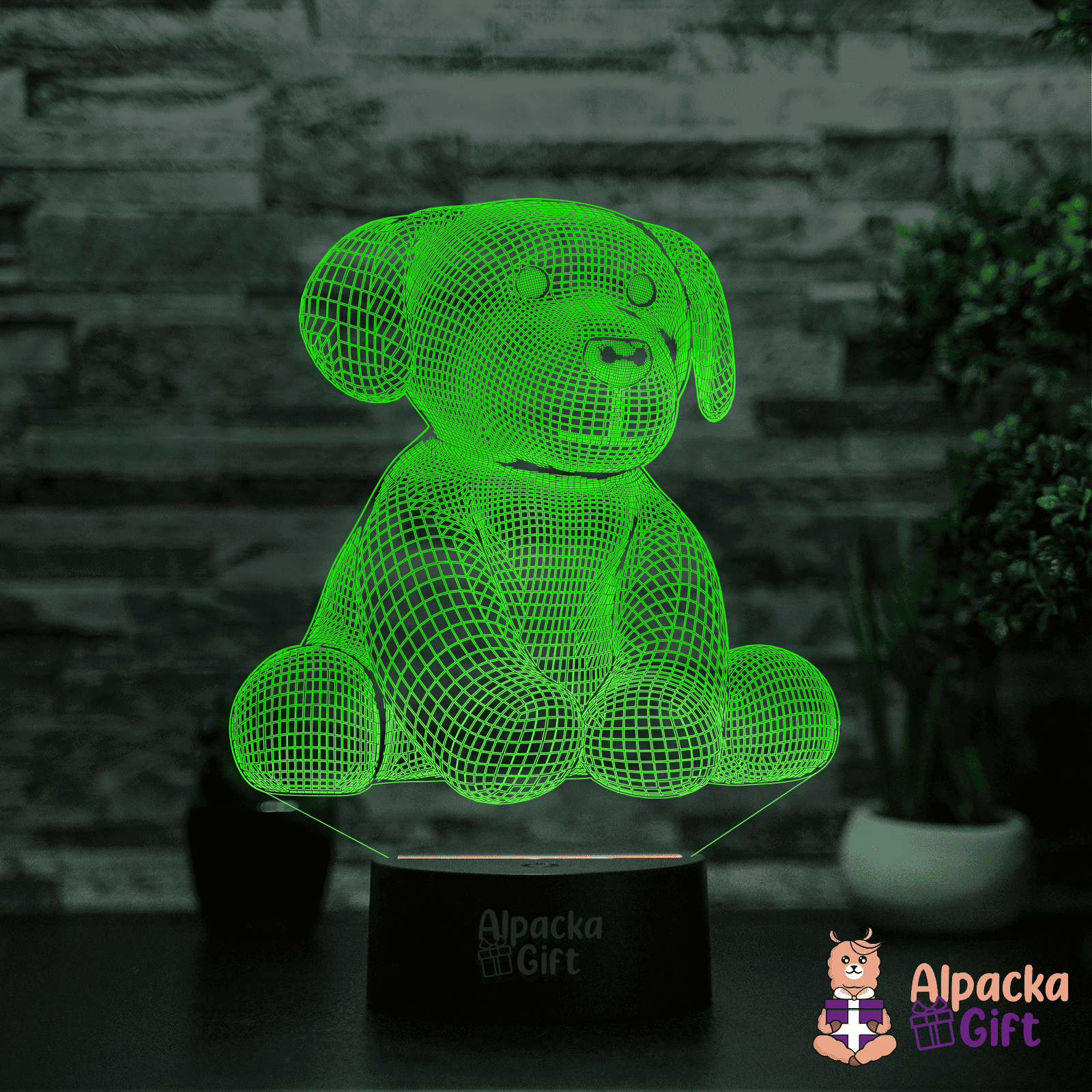 Lampă 3D - Cățel 2 Negru
