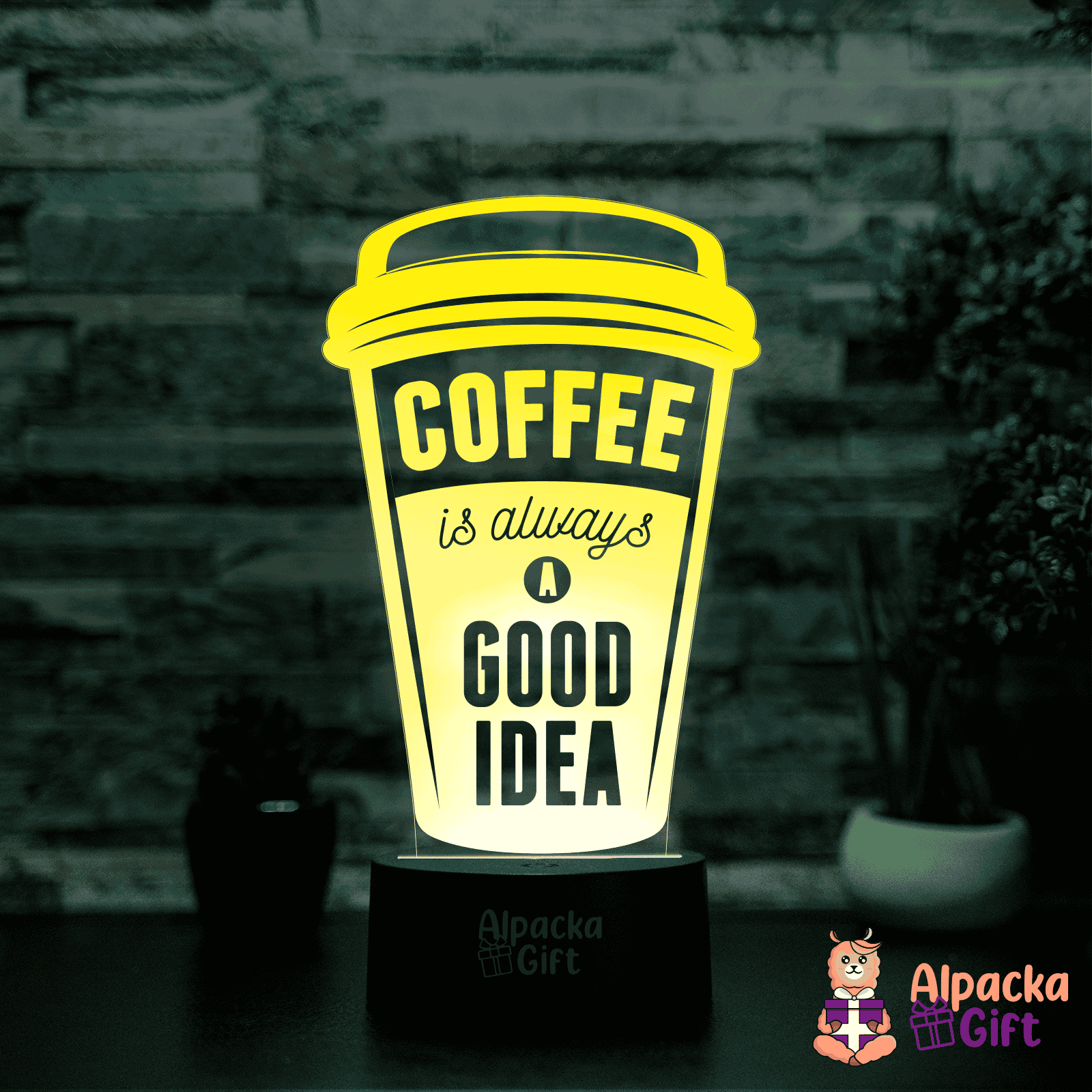 Lampă 3D - Pahar de Cafea Negru