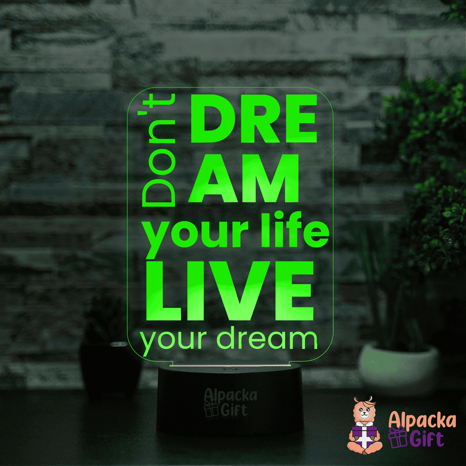 Lampă 3D - Citat motivațional 2 Negru