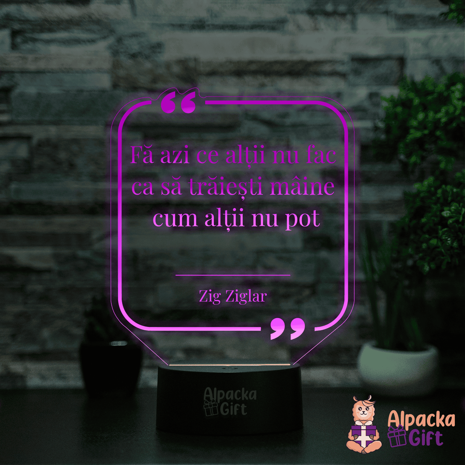Lampă 3D - Citat motivațional 5 Negru