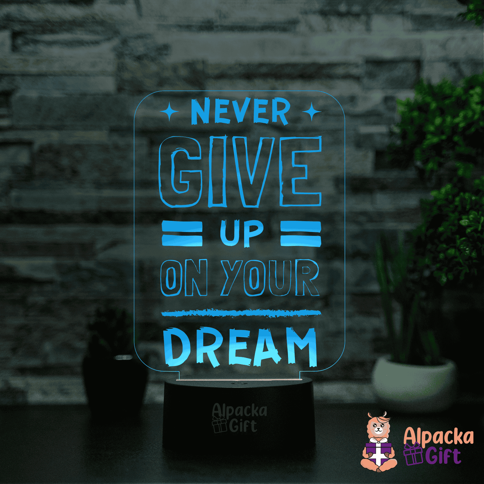 Lampă 3D - Citat motivațional Negru