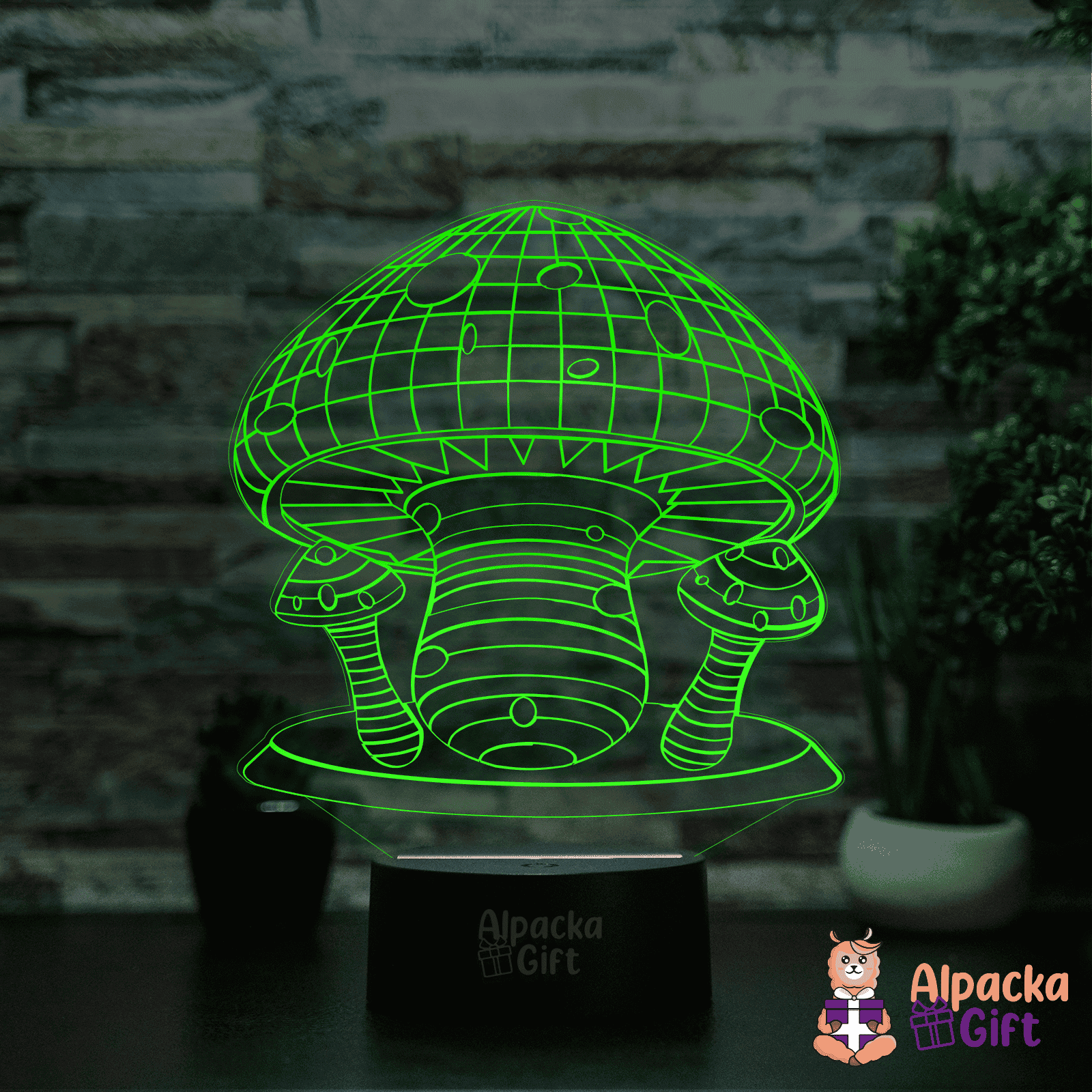 Lampă 3D - Ciuperci Negru