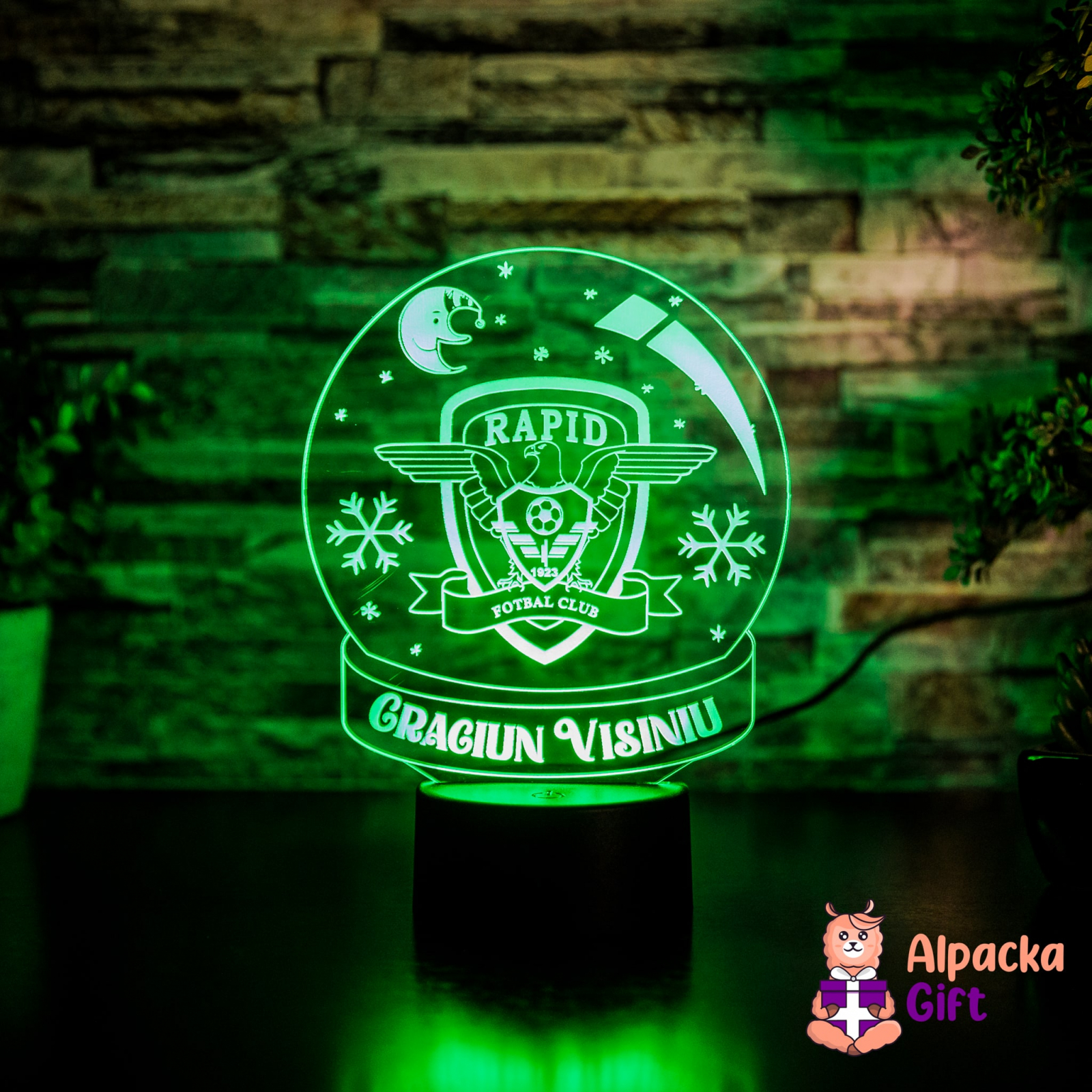 Lampă 3D - Craciun Visiniu Negru