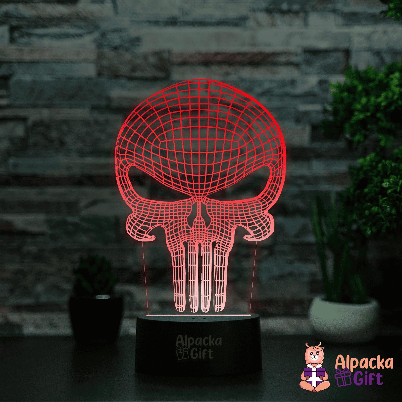 Lampă 3D - Punisher Negru